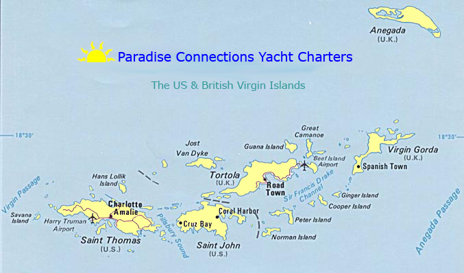 Map of US Virgin Islands (USVI) and British Virgin Islands (BVI)