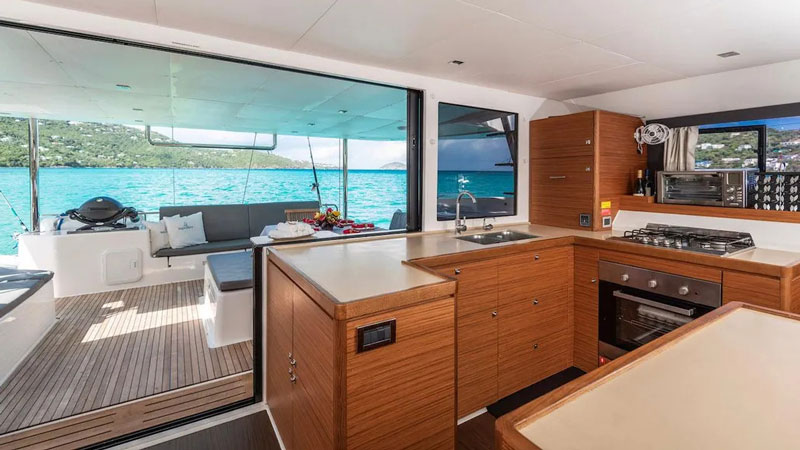 Yacht charter blog - catamaran Aquamania galley