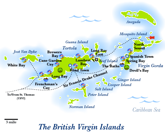 BVI map of the British Virgin Islands