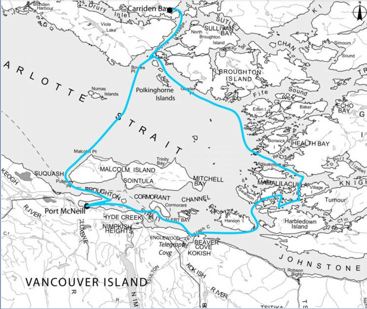 Map of British Columbia, Queen Charlotte Strait