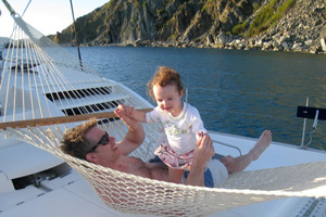 Relaxing in a Hammock with your kids on the foredeck